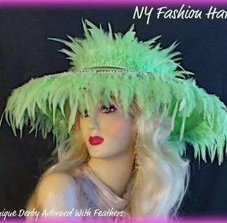Lime Green Dress Designer Hat For Women Wide Brim Hats 9PJE