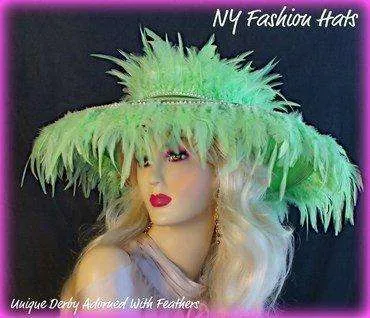 Lime Green Dress Designer Hat For Women Wide Brim Hats 9PJE