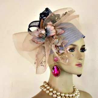 Hat Satin Velvet Flowers Sinamay Straw Winter Spring, Church Wedding Designer Hats For Women 87G