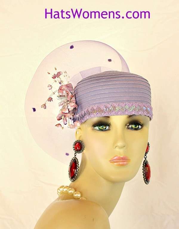 Couture Statement Satin Pillbox Cocktail Hat For Women Lavender Grape Purple Kentucky Derby Hats A9H