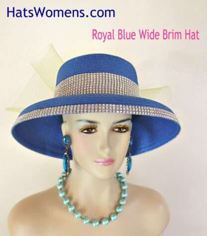 Couture Royal Blue Yellow Statement Wedding Church Fashion Hat, Royal Ascot Hat, Melbourne Cup Hat, Kentucky Derby Hat, 0213