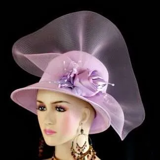 Lilac Purple Lavender Church Wedding Dress Hat Women's Formal Hats BR721