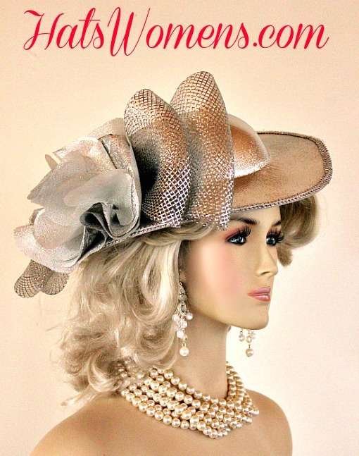 Ladies Metallic Silver Lame Bridal Church Vintage Style Hat Wedding Designer Fashion Hats