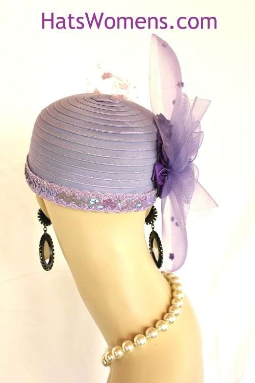 Couture Statement Satin Pillbox Cocktail Hat For Women Lavender Grape Purple Kentucky Derby Hats A9H