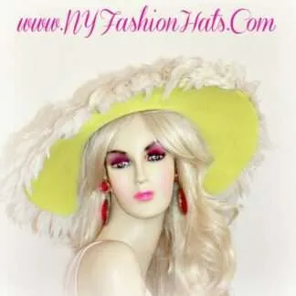 Ladies Yellow Wedding Brides Formal Hat Designer Church Hats BR490