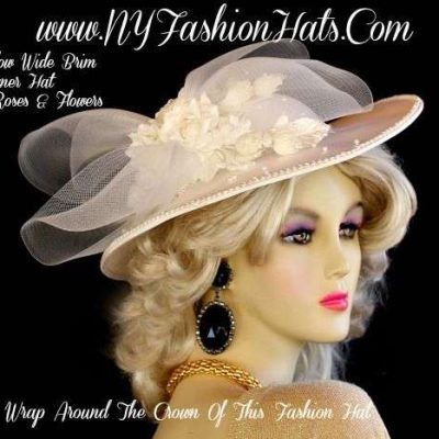 Ladies White Rose Bud Satin Wedding Bridal Brides Hat Church Hats B89