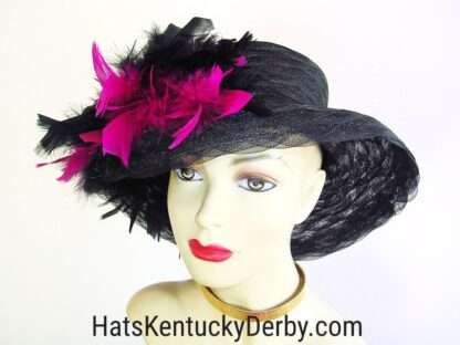 Kentucky Derby Hat Black Raspberry Violet Pink