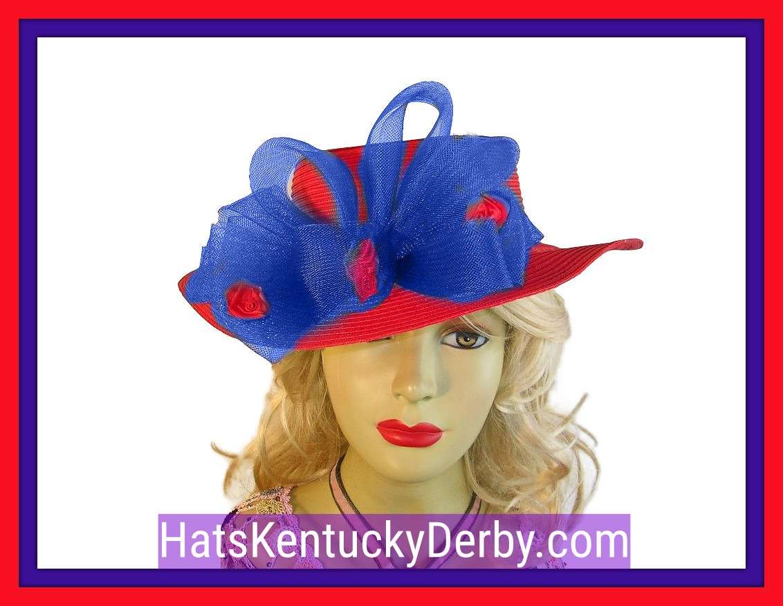Red Royal Blue Fashion Dress Hat