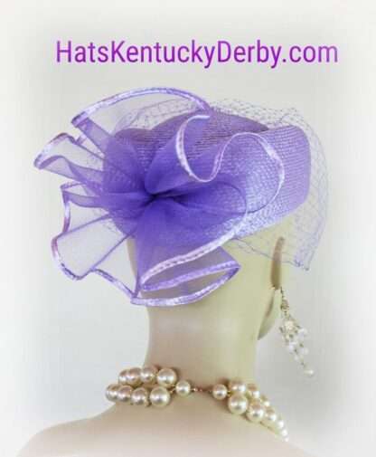 Women's Soft Purple Lavender Pillbox Formal Wedding Hat With A Birdcage Veil, Bespoke Designer Mother Of The Bride Millinery Headwear Apparel 228H - Image 2