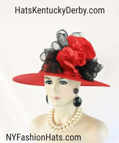 Couture Red Black Winter Designer Hat