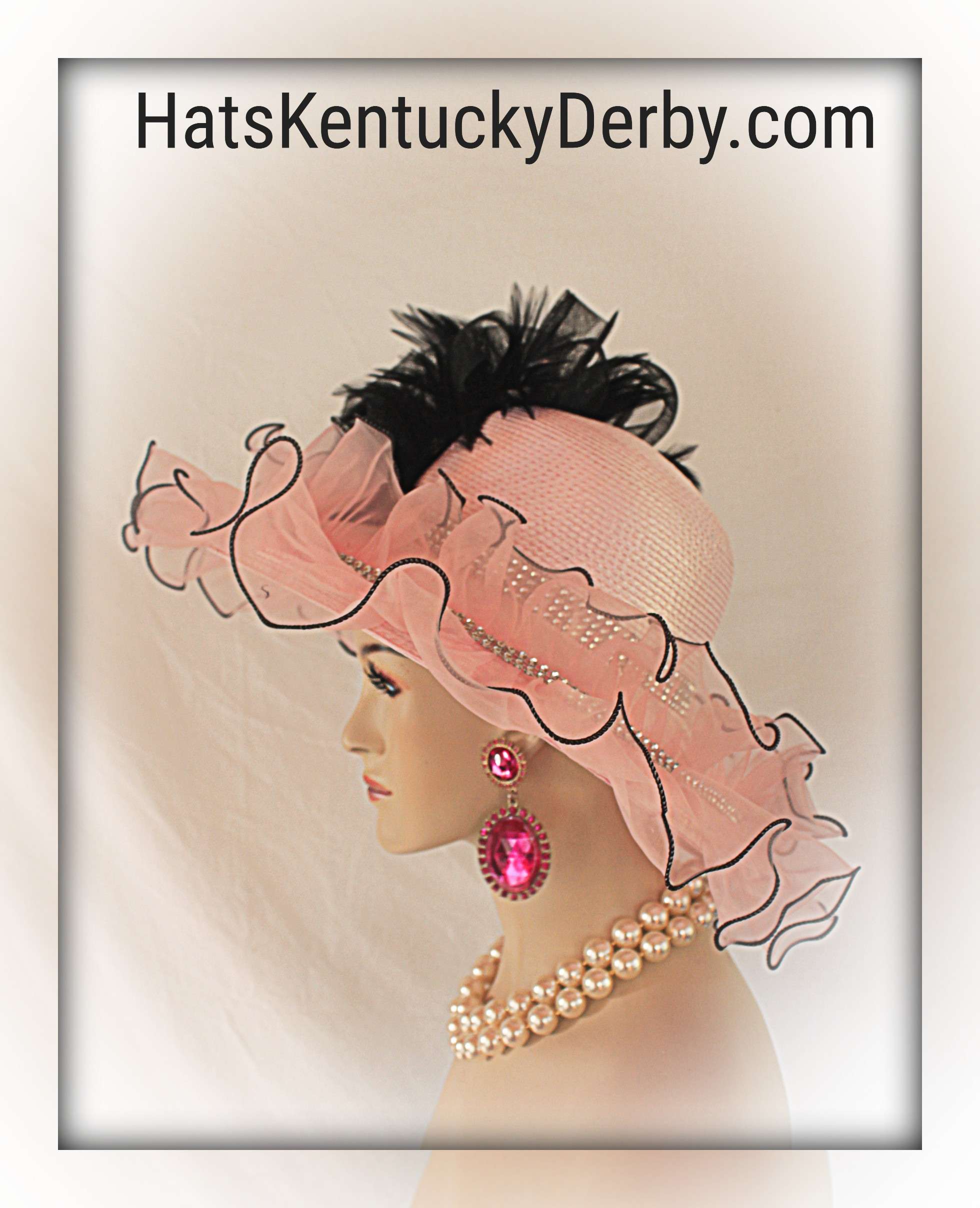 Pink Black Kentucky Derby Hats