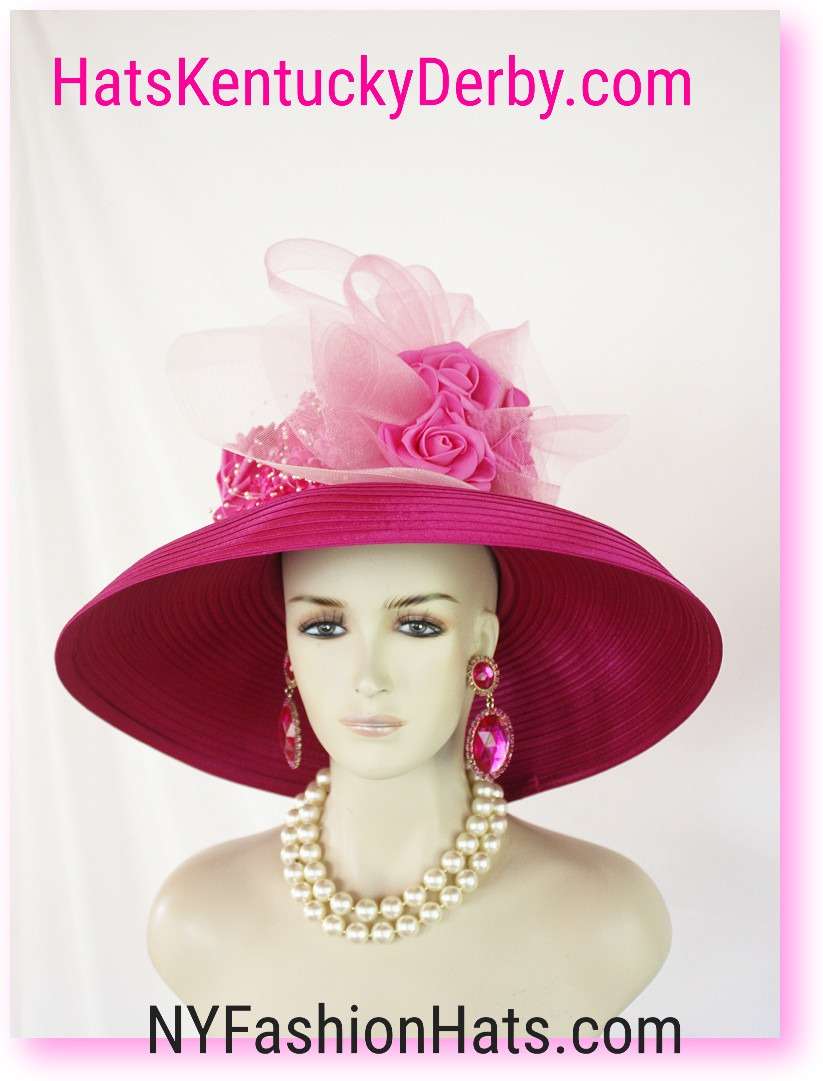 Designer Fuchsia Pink Hats For Women