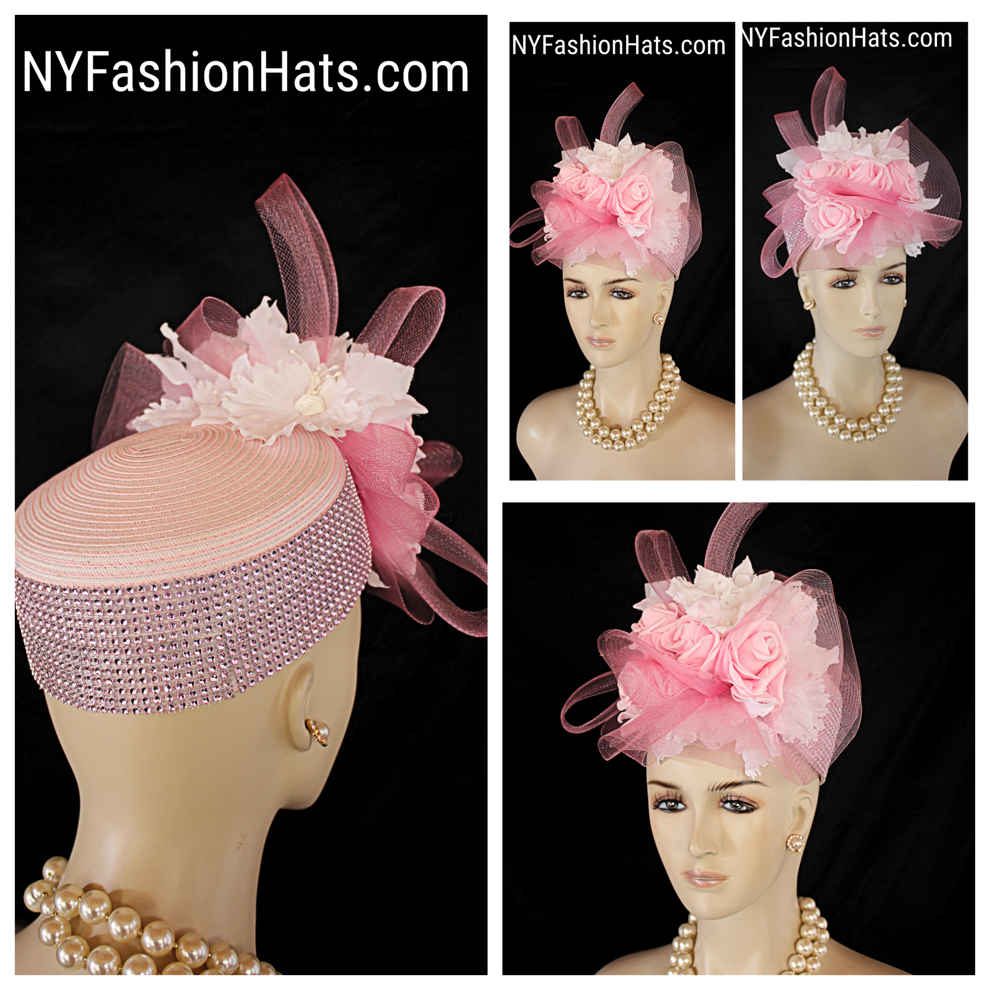 Couture Pink Kentucky Derby Oaks Pillbox Hat With Orchids, Designer Wedding Bridal Brides Headpiece, Statement Hats For Horse Races 8496 - Image 9