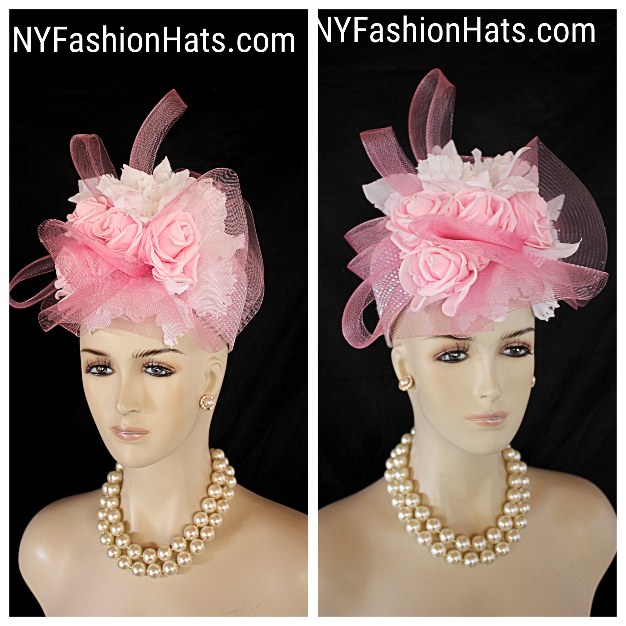 Women's Pink Designer Pillbox Fashion Hat For Wedding Brides And Mother Of The Bride